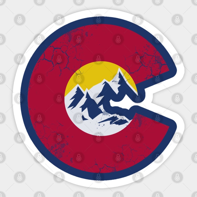 Colorado Mountains Flag Sticker by E